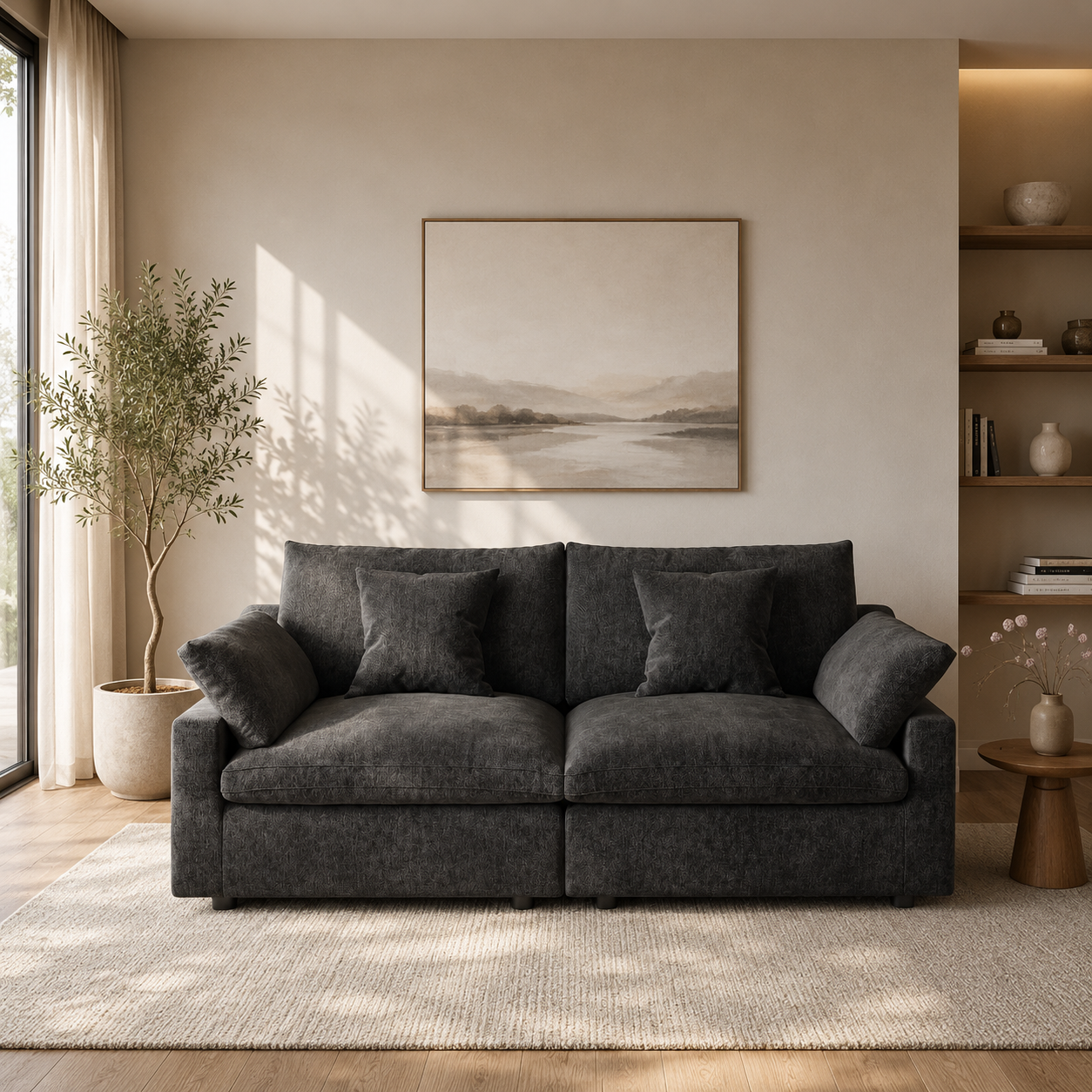 MH-SF140 black 2 seat sofa