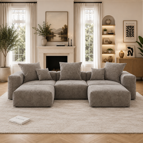 Corduroy Sectional Sofa — Soft Texture, Modern Comfort