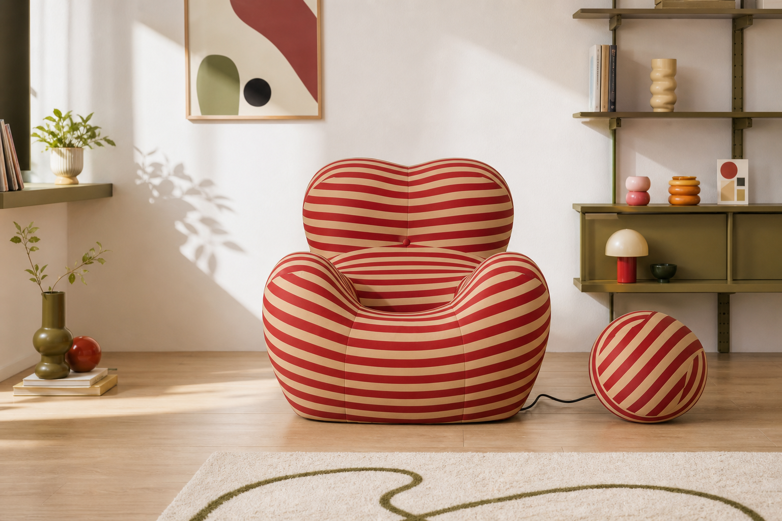 Poppy accent chair styled in a warm modern interior