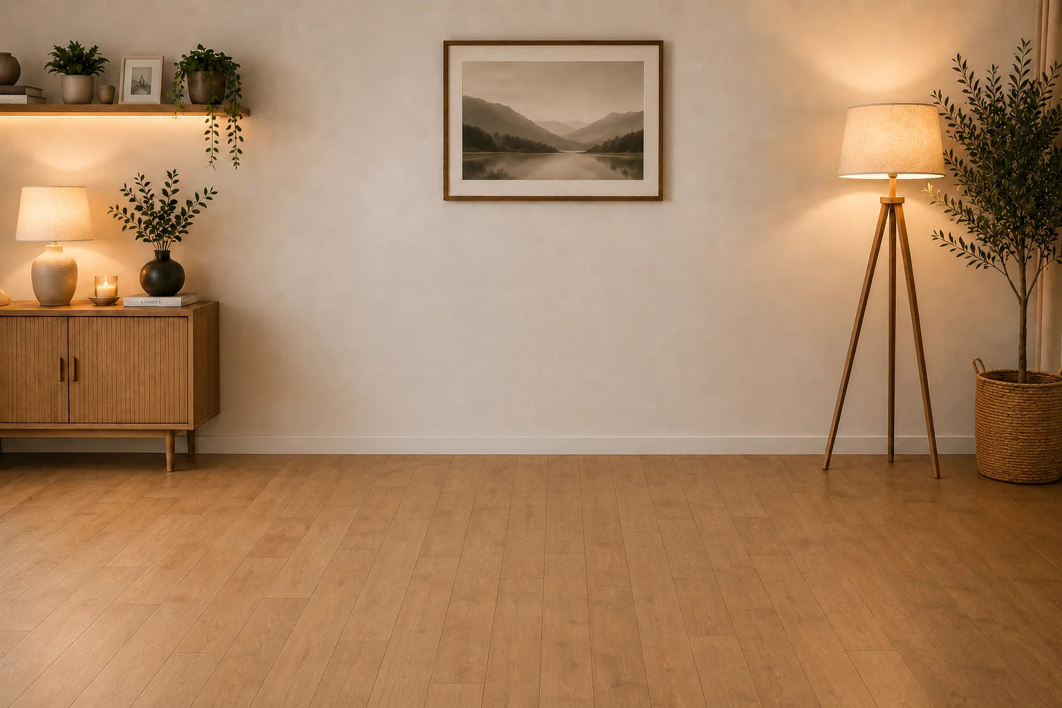 Warm empty living room ready to be furnished