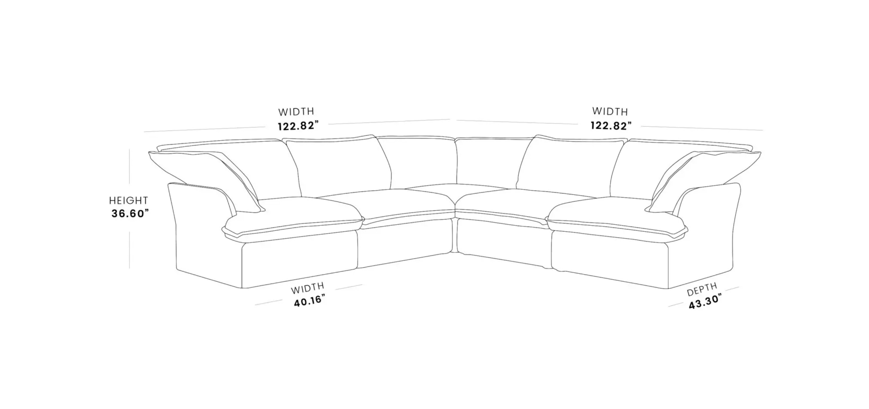 MH-SF120 L shaped sofa dimensions