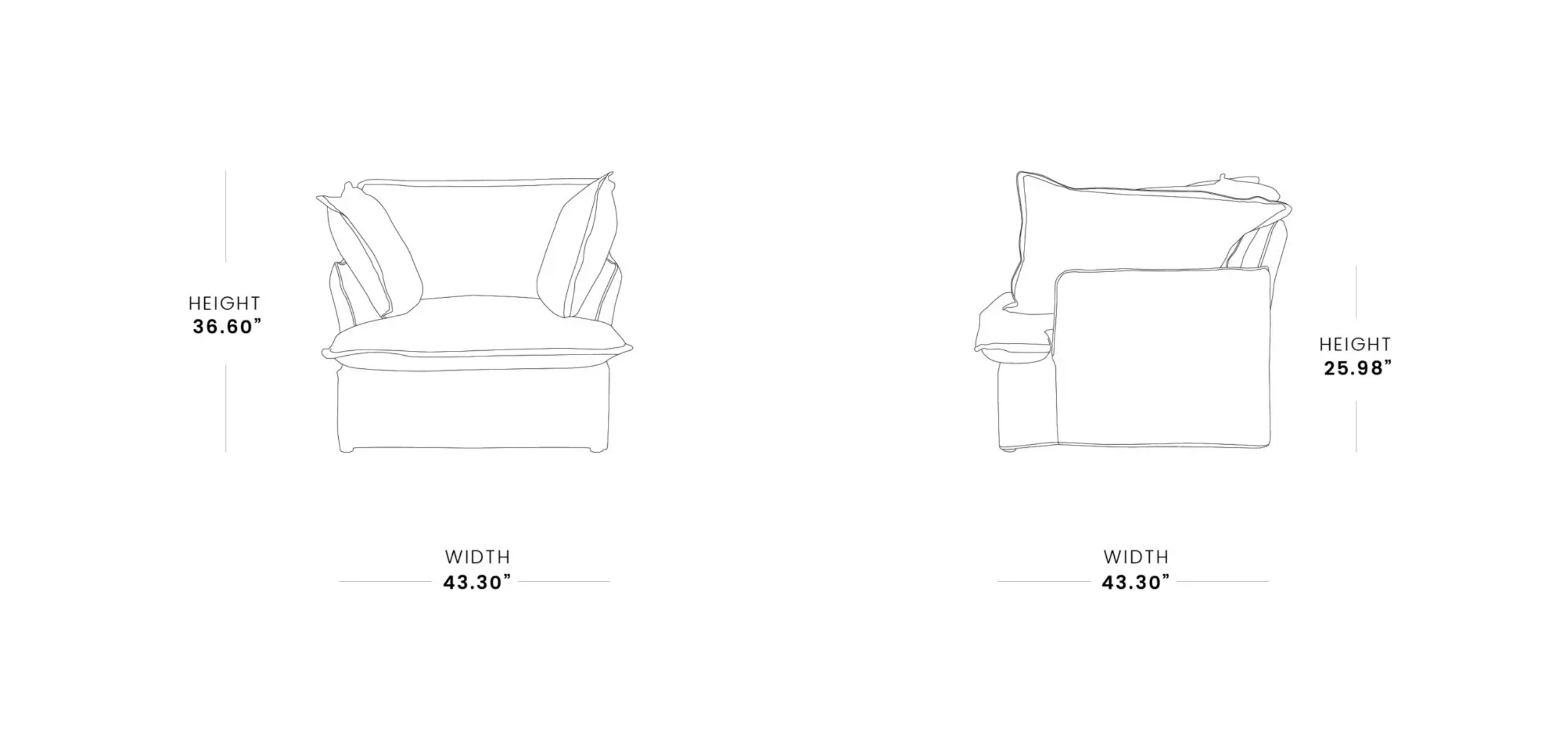 MH-SF120 single seat sofa dimensions