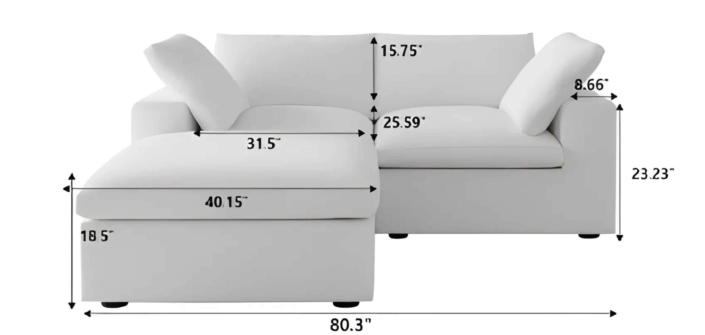 MH-SF121 2+1 sofa dimensions