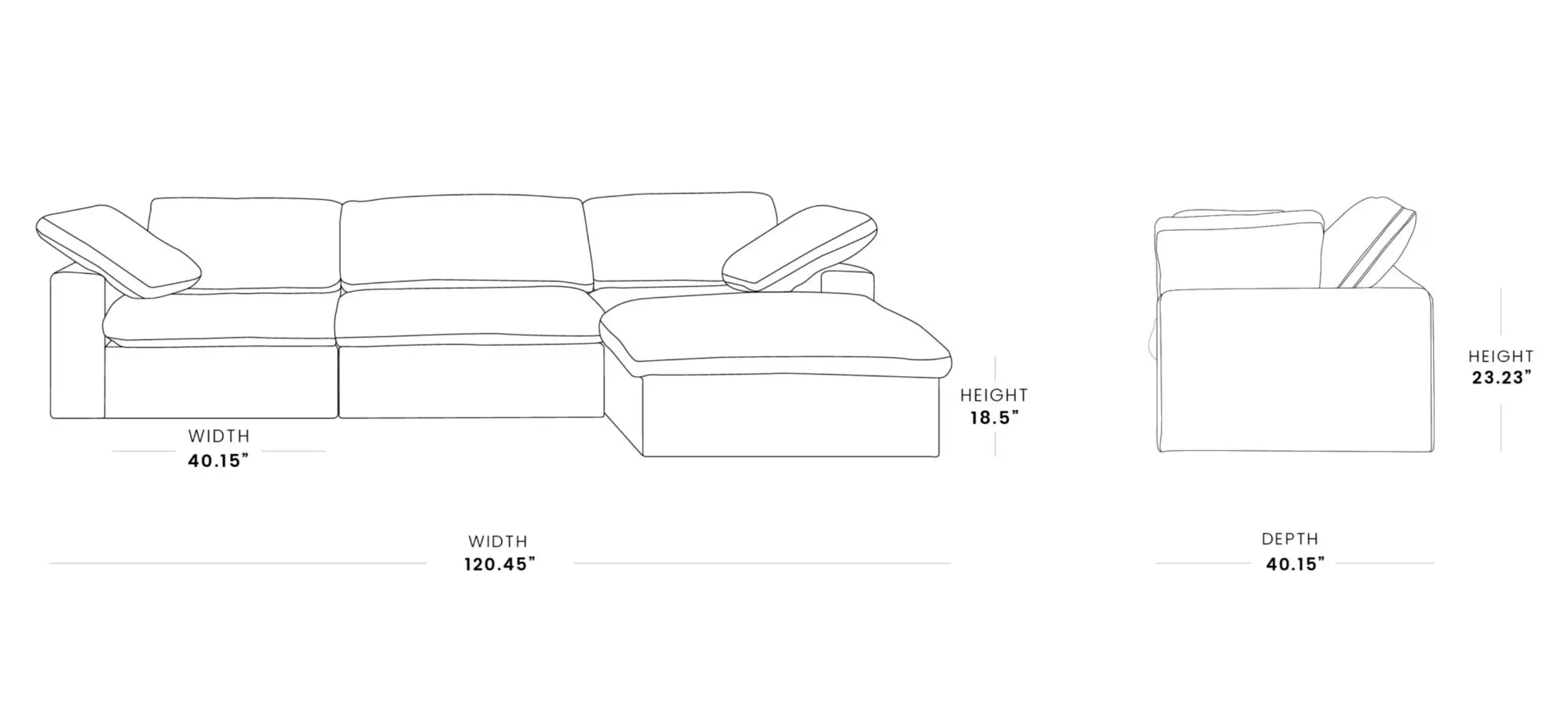 MH-SF121 3+1 sectional sofa dimensions
