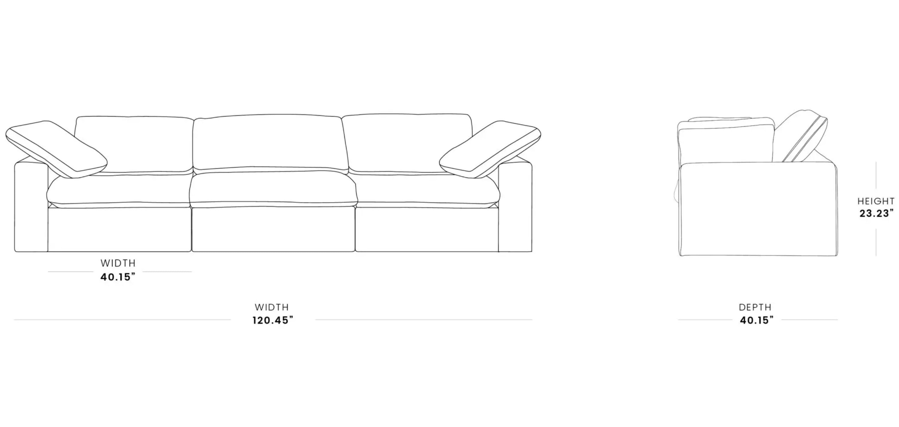 MH-SF121 3 seat sofa dimensions