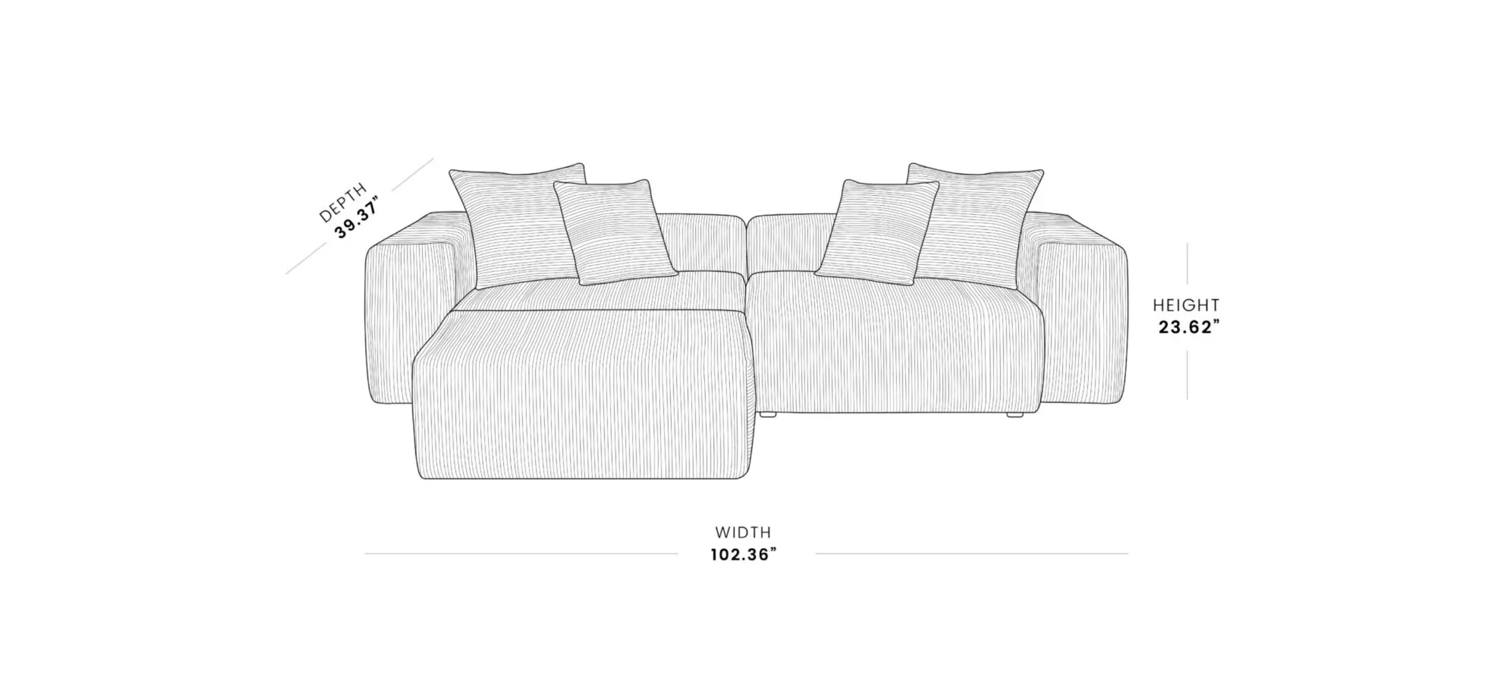MH-SF126 2+1 sofa dimensions