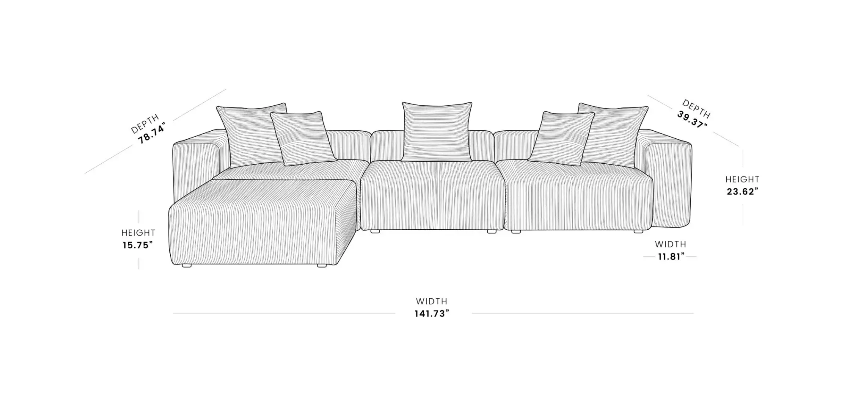 MH-SF126 3+1 sofa dimensions