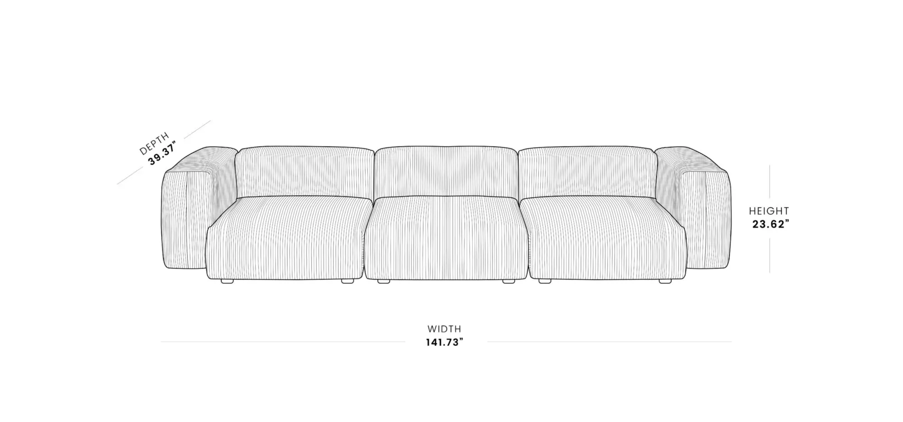 MH-SF126 3 seat sofa dimensions