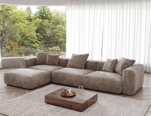 Marlow three-seat sofa with ottoman