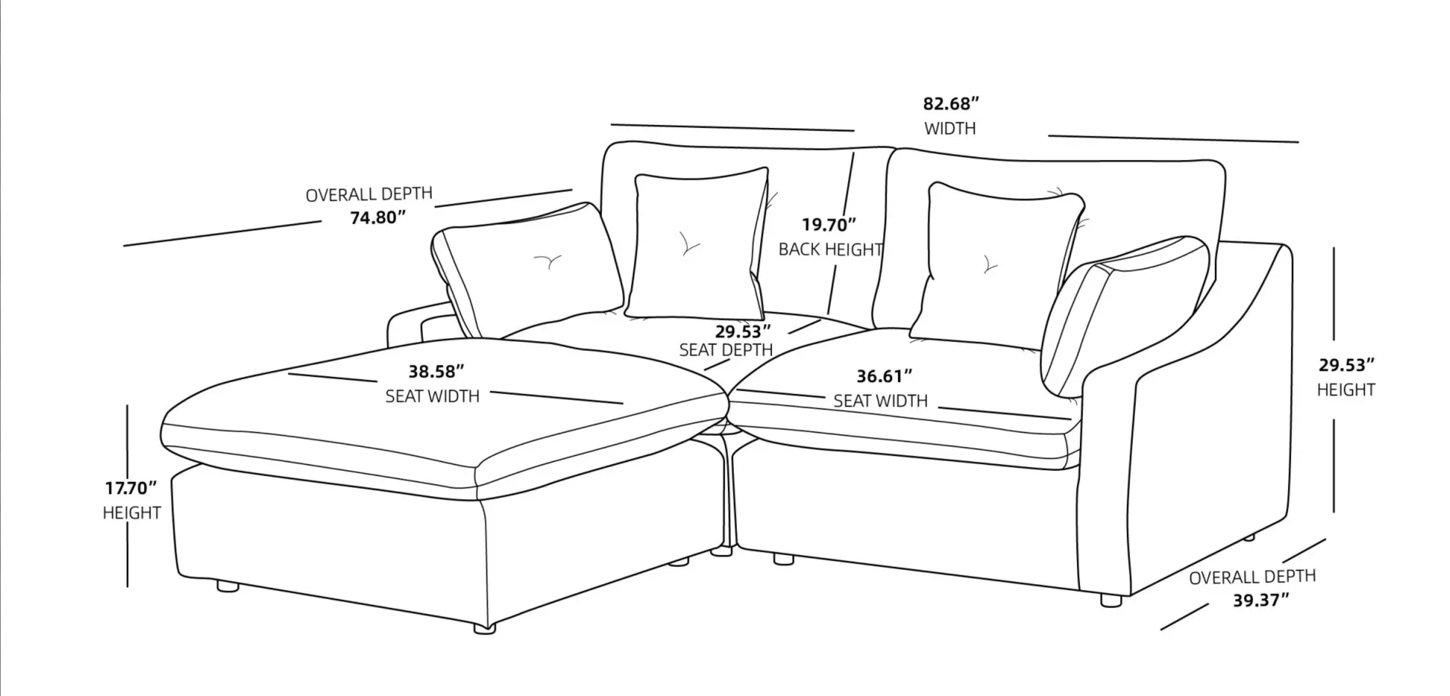 MH-SF140 loveseat with ottoman dimensions