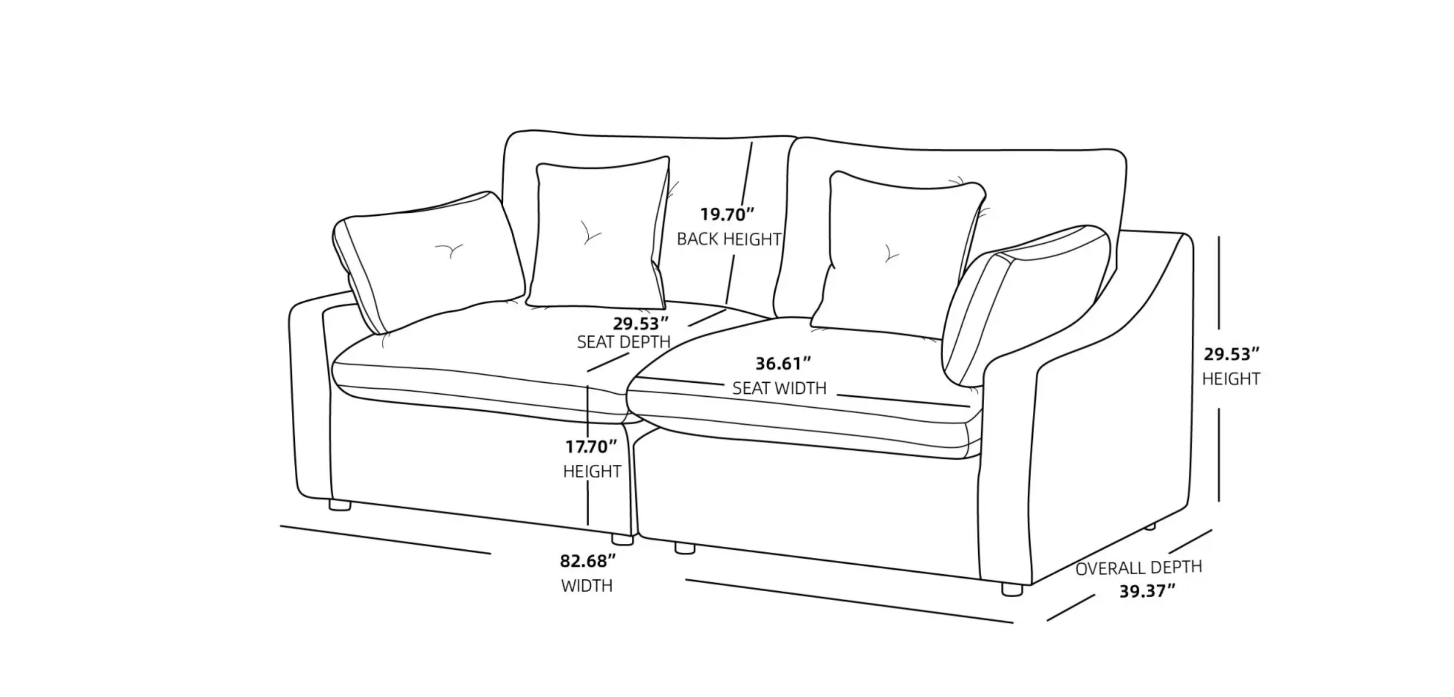 MH-SF140 loveseat sofa dimensions